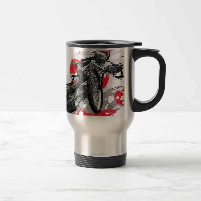 Speedway-flacher Bahn-Motorrad-Rennläufer Reisebecher (Rechts)