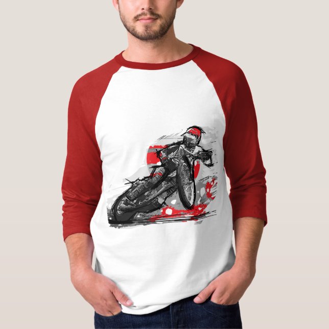 Speedway-flacher Bahn-Motorrad-Rennläufer T-Shirt (Vorderseite)