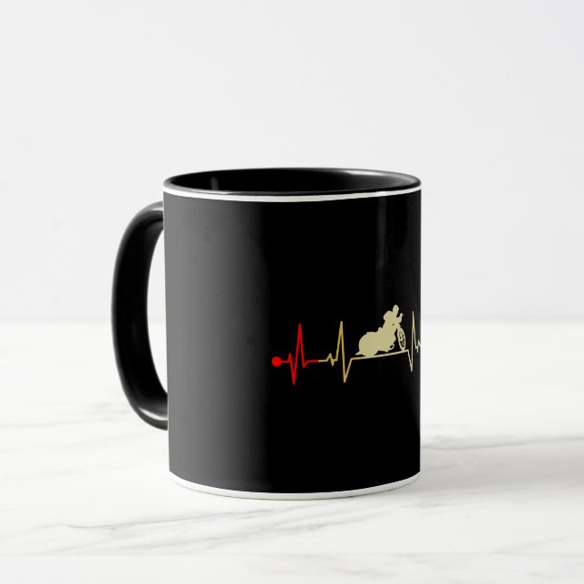 Speedway Motorcycle Racer Racing Heartbeat Vintage Tasse (Vorderseite Links)