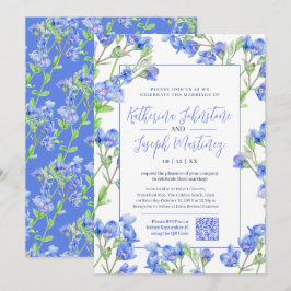 Speedwell Blue Aquarell Blume QR UAWG wedung Einladung