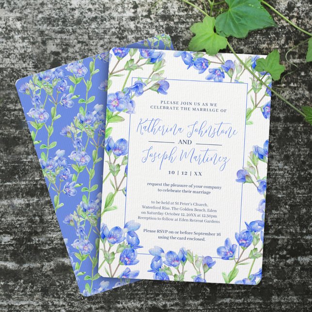 Speedwell Blue Botanical Blume Hochzeit Einladung (Von Creator hochgeladen)