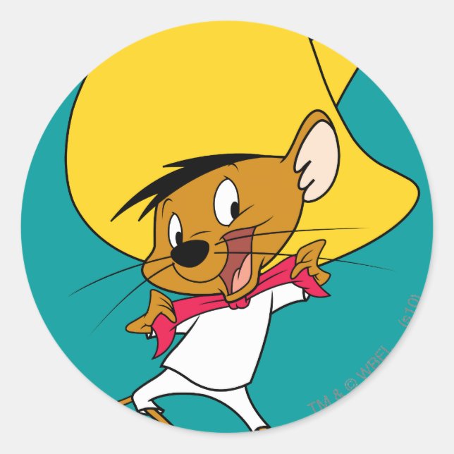 SPEEDY GONZALES™ Krawatte Runder Aufkleber (Vorderseite)