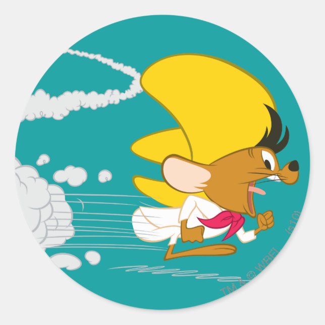 SPEEDY GONZALES™ läuft in Farbe Runder Aufkleber (Vorderseite)