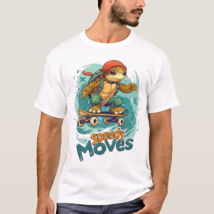Speedy Moves Skateboarding Turtle Design - Spaß un T-Shirt