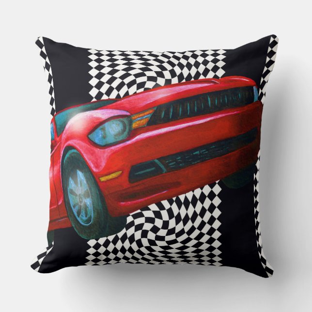 Speedy Red Sportscar Kissen (Vorderseite)