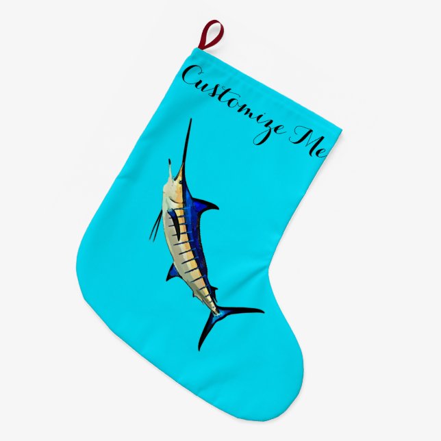 Speerfisch-Strumpf Großer Weihnachtsstrumpf (Vorderansicht (hängend))