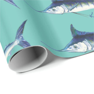 Speerfische auf Blau Geschenkpapier