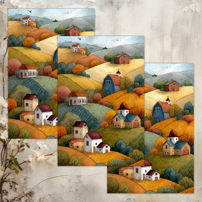 SPEICHER FÜR DIE GESCHÄFTSREISE DER LANDWIRTSCHAFT SEIDENPAPIER (AUTUMN FARM LIFE DECOUPAGE TISSUE PAPER)