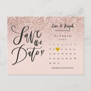 Speichere das Datum Kalender QR Code Roségold Glit Ankündigungspostkarte