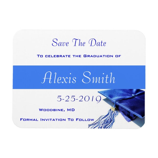 Speichern der Datumsmagnete - Blue Graduation Cap Magnet (Horizontal)