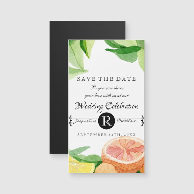 Speichern des Datums "Citrus Fruit Lemon Orange" Magnetkarte (Vorne/Hinten)