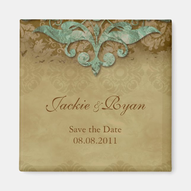 Speichern des Datumsmagazins Antique Verdigris Magnet (Vorne)