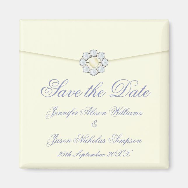 Speichern Sie das Date Magnet Elfenbein mit Pearl  (Vorne)