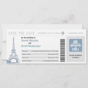 Speichern Sie das Datum Bordkarte nach Paris Frank Einladung