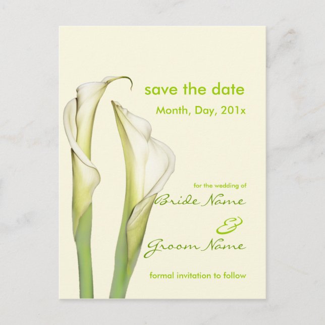 Speichern Sie das Datum, calla lily Postkarten (Vorderseite)
