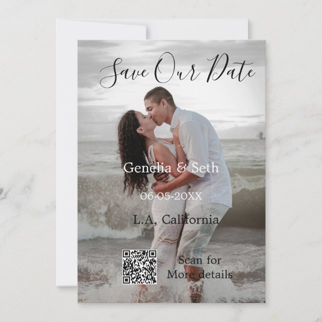 Speichern Sie das Datum einfache minimale QR-Scan- Save The Date (Vorderseite)
