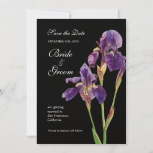 Speichern Sie das Datum - Elegante Iris-Monogramm- Save The Date