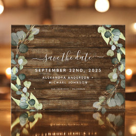 Speichern Sie das Datum Eukalyptus Greenery Rustic Ankündigungspostkarte
