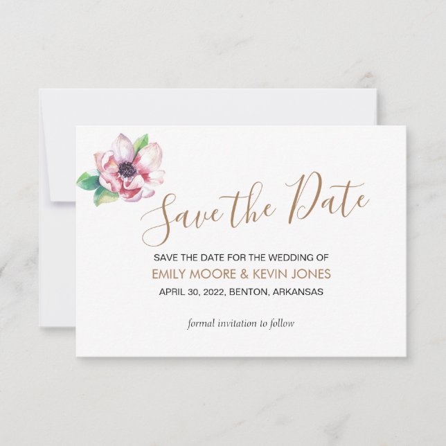 Speichern Sie das Datum Gold elegante florale klas Save The Date (Vorderseite)