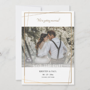Speichern Sie das Datum Goldrahmen-Fotoankündigung Save The Date