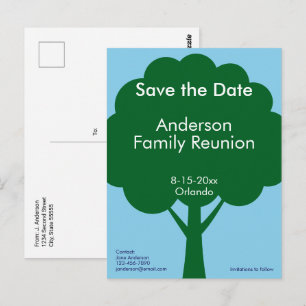 Speichern Sie das Datum Kontaktinformationen. Baum Postkarte
