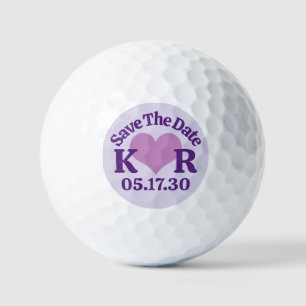 SPEICHERN SIE DAS DATUM Lila Herz und Monogramm-In Golfball