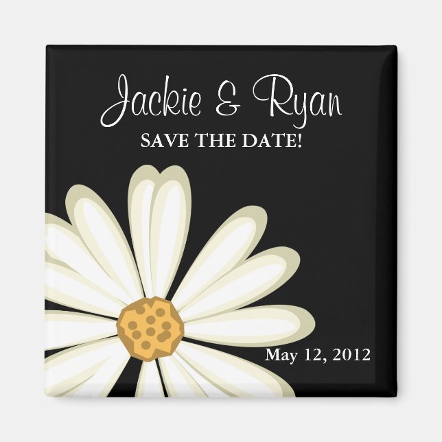 Speichern Sie das Datum Magnet Daisy Wedding White (Vorne)