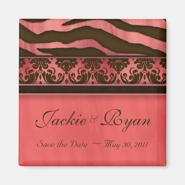 Speichern Sie das Datum Magnet Zebra Damask Koral (Vorne)