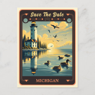 Speichern Sie das Datum   Michigan Einladung Postk Postkarte
