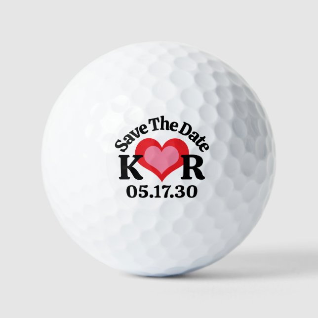 SPEICHERN SIE DAS DATUM Monogramm Anfangsbuchstabe Golfball (Vorderseite)