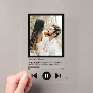 Speichern Sie das Datum Musikplayer Erster Tanz Fo Acryleinladungen