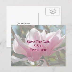 Speichern Sie das Datum Pink Magnolie Blume Ankündigungspostkarte