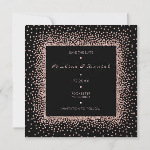 Speichern Sie das Datum Rose Gold Schwarz Glitter  Save The Date