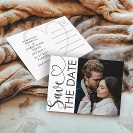 Speichern Sie das Datum Schwarz-Weiß-Foto-Hochzeit Ankündigungspostkarte