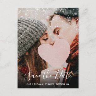 Speichern Sie das Datum Skript Winter Schneeflocke Postkarte