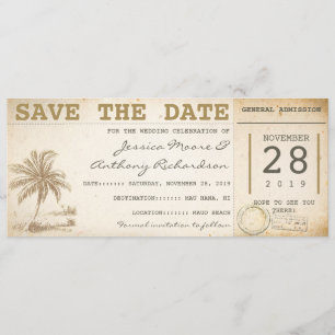 Speichern Sie das Datum Strandpalmen Tickets - Ein Save The Date