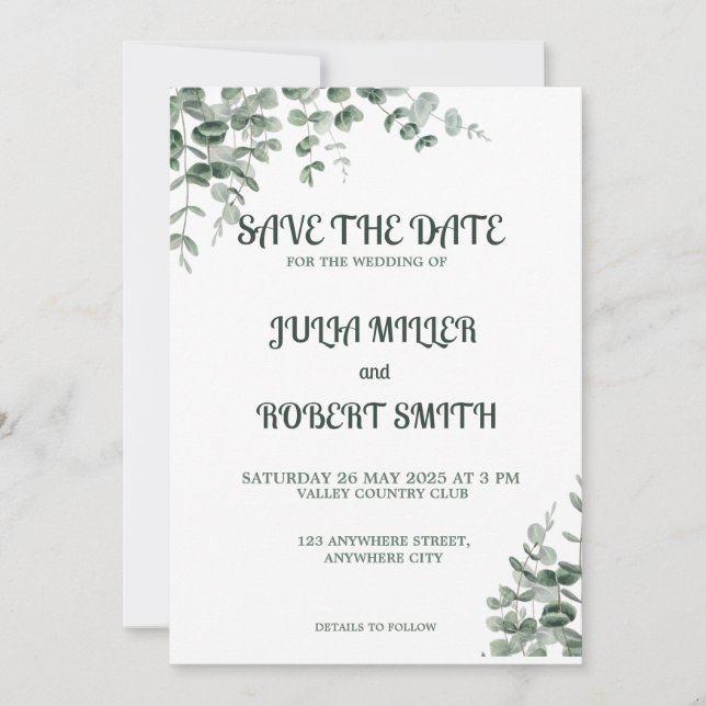 Speichern Sie die Datums-Karte Save The Date (Vorderseite)