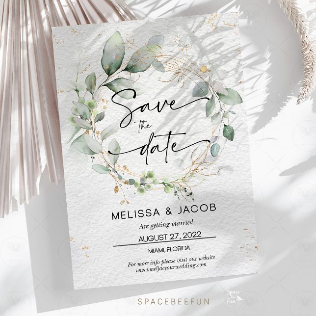 Speichern Sie die Datumskarte Hochzeit Minimalisti Save The Date (Save the date wedding card, minimalist green wedding, floral wedding stationery, eco-friendly weddin)