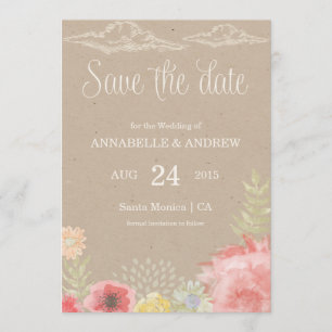 Speichern Sie die Datumskarte im Wiese Summer Wedd Save The Date