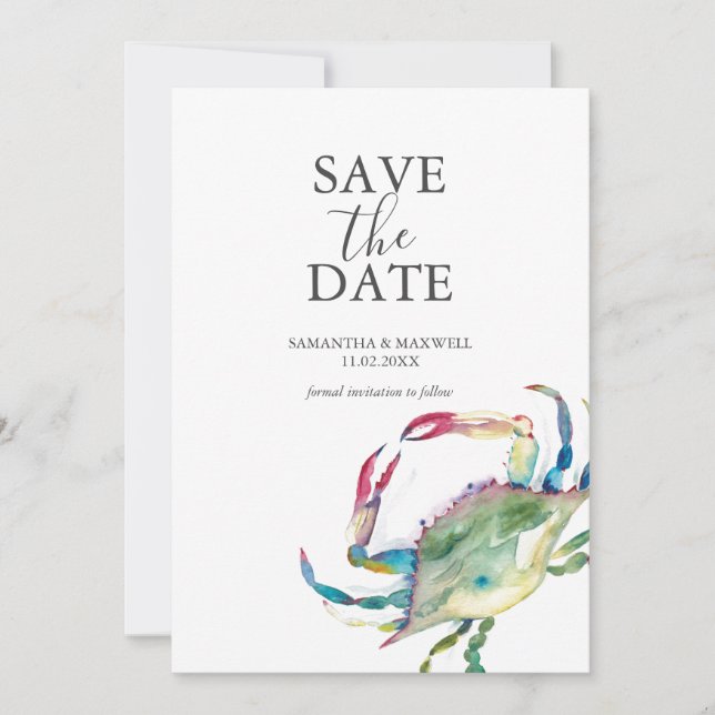 Speichern Sie die Datumskarten mit blauem Crab in  Save The Date (Vorderseite)