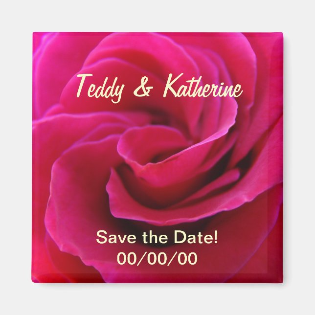 Speichern Sie die Datumsmagnete mit den rosa Rosen Magnet (Vorne)