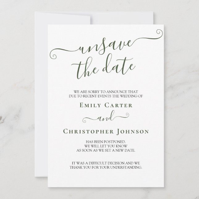 Speichern Sie die Update-Karte für das elegante gr Save The Date (Vorderseite)