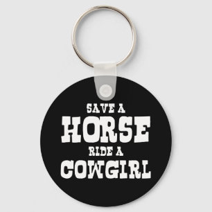 SPEICHERN SIE EINE PFERDE AUF EINEM COWGIRL-SCHLÜS SCHLÜSSELANHÄNGER