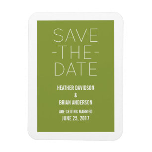 Speichern Sie einfach das Date Magnet, Olive Green Magnet