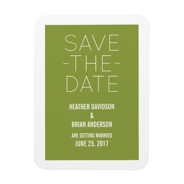 Speichern Sie einfach das Date Magnet, Olive Green Magnet (Vertikal)