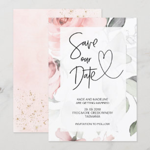 Speichern Sie unser Datum Cute Pink Floral Elegant Einladung