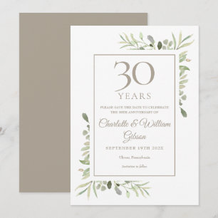 Speichert das Datum 30. Hochzeitstag Grünzeug Einladung