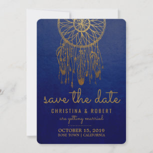 Speichert das Datum Boho Traumfänger Faux Goldfoli Save The Date