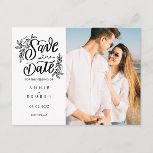 Speichert das Datum Florale Hand Schrift Einfaches Postkarte