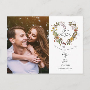 Speichert das Datum Florales Herz Girlande Foto-Po Postkarte